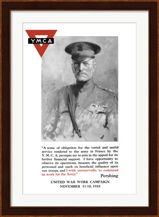 Framed General John Pershing, YMCA Print
