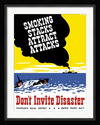 Framed Smoking Stacks Attract Attacks Print