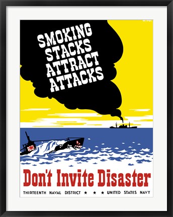 Framed Smoking Stacks Attract Attacks Print