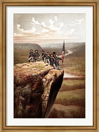 Framed Union Soldiers on the Summit of Lookout Mountain Print