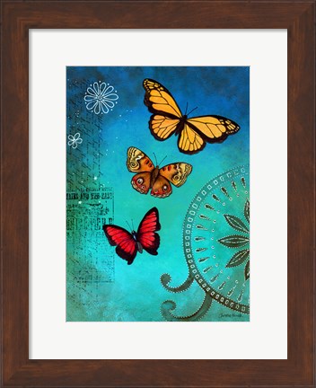 Framed Fluorescent Blue Butterfly Print