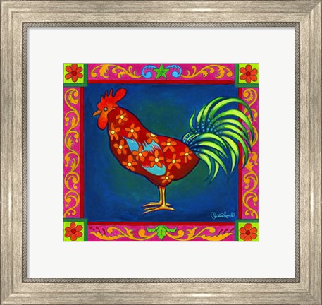Framed Mosaic Rooster Print