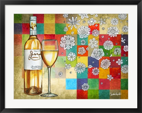 Framed Wine With White Squares Print