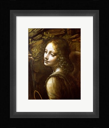 Framed Detail of the Angel, from The Virgin of the Rocks Print