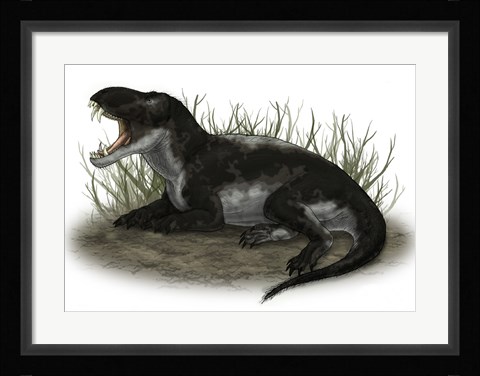Framed Pampaphoneus, a Genus of Dinocephalian Dinosaur Print