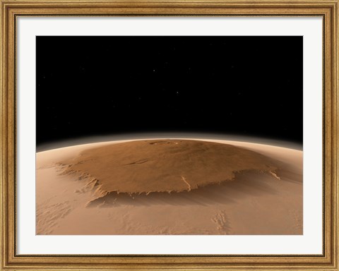 Framed Artist&#39;s Concept of the Northwest Side of the Olympus Mons volcano on Mars Print