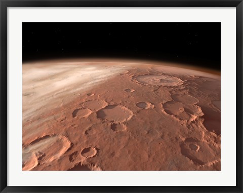 Framed Heavily Cratered Highlands on the Surface of Mars Print