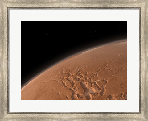 Framed Mars&#39; Valles Marineris is Host to the Largest Canyons in the Solar System Print