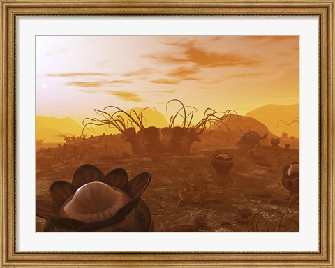 Framed Artist&#39;s Concept of Animal and Plant Life on an Alien Planet Print