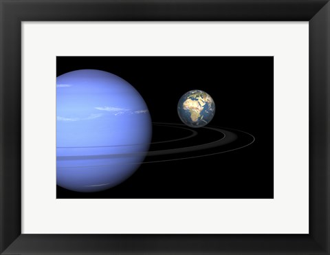 Framed Artist&#39; concept of Neptune and Earth Print