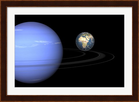 Framed Artist&#39; concept of Neptune and Earth Print