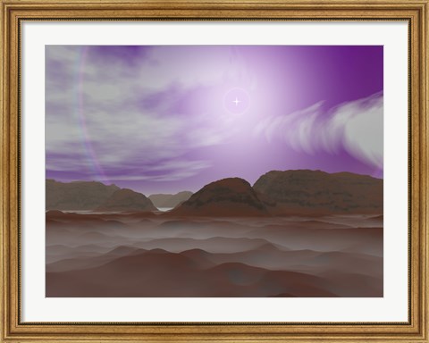 Framed Artist&#39;s concept of the Atmosphere on Pluto Print