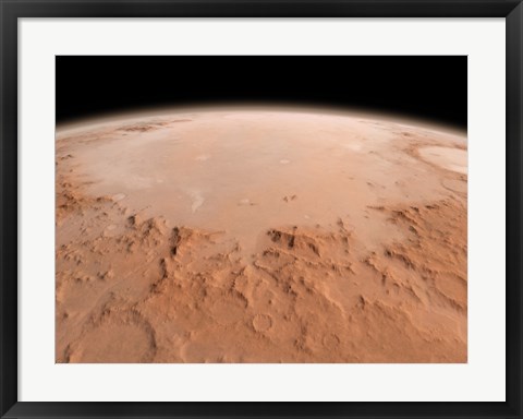 Framed Illustration of the Argyre Impact Basin in the Southern Highlands of Mars Print
