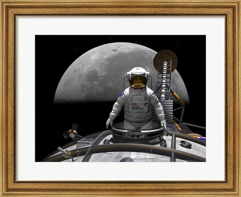 Framed Astronaut Takes a Last look at Earth before Entering Orbit Around the Moon Print