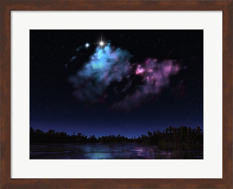 Framed Artist&#39;s Concept of a Nebula over a Hypothetical Planet Print