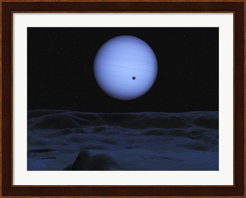 Framed Artist&#39;s concept of Neptune as seen from its largest moon Triton Print