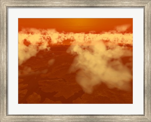 Framed Artist&#39;s concept of Methane Clouds over Titan&#39;s South Pole Print