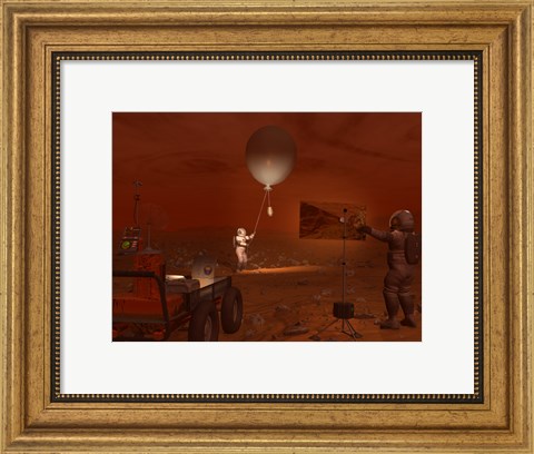 Framed Astronauts Release a Weather Balloon on the Surface of Titan Print
