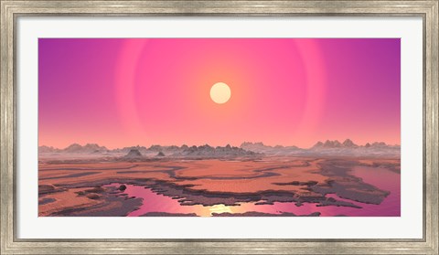 Framed Artist&#39;s concept of a Red Giant over a Hypothetical Planet Print