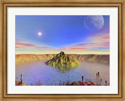Framed Alien Flora Flourishes in an Impact Crater Print