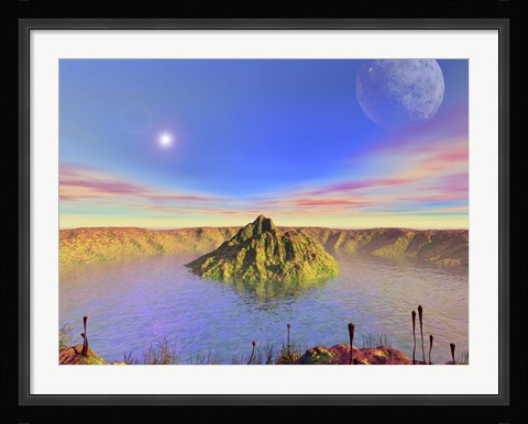 Framed Alien Flora Flourishes in an Impact Crater Print