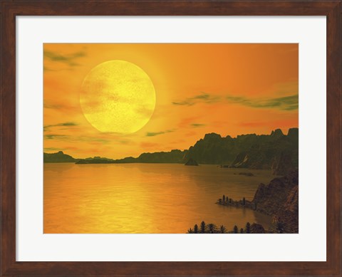 Framed View Across a Rocky and Watery Terrain on Extrasolar Planet Gliese 581 C Print