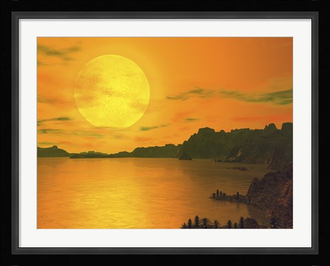 Framed View Across a Rocky and Watery Terrain on Extrasolar Planet Gliese 581 C Print