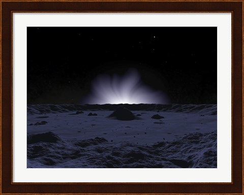 Framed Ghostly Coronal Light Reveals Mercury&#39;s Rugged and Inhospitable Surface Print