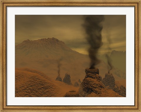 Framed Artist&#39;s concept of Volcanic Activity on the Surface of Venus Print