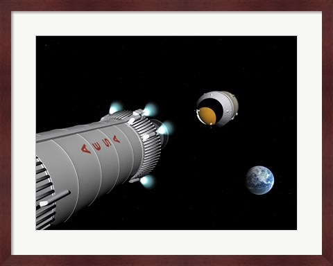 Framed Phobos Mission Rocket Releases Spent Propellant Stage Print