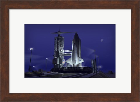 Framed Futuristic Space Shuttle Awaits Launch Print