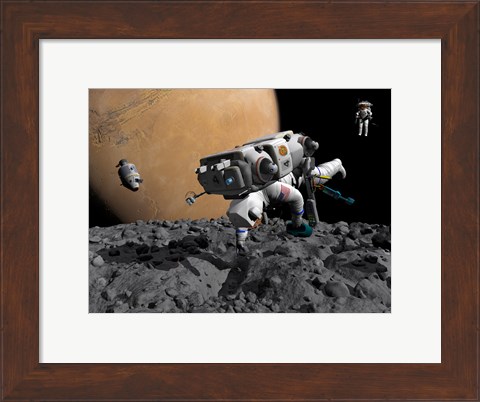 Framed Astronaut Makes First Human Contact with Mars&#39; Moon Phobos Print