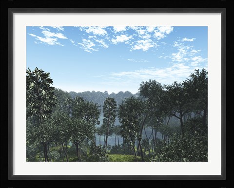 Framed Calamites and Drepanophycus Populate Lowlands near the Brackish Waters of an Inland sea Print