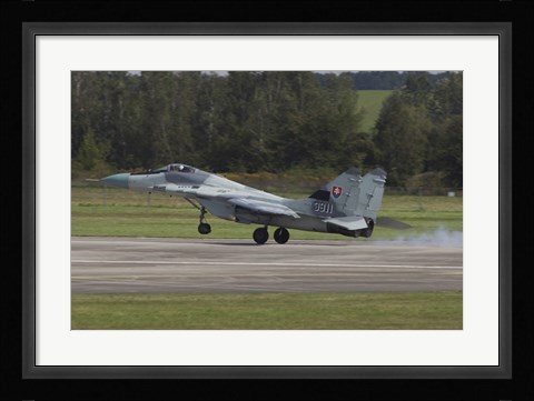 Framed Slovak Air Force MiG-29AS Fulcrum Landing on the Runway Print