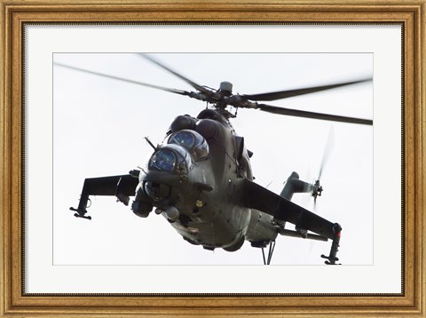 Framed Polish Army Mil Mi-24V Hind in Flight Print
