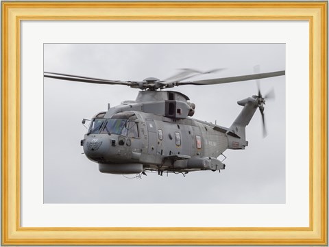 Framed Royal Navy EH-101 Merlin in Flight, Jagel, Germany Print