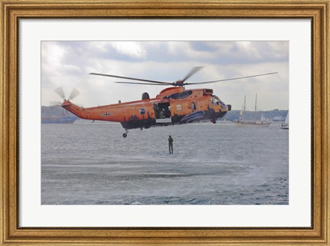 Framed WS-61 Sea King helicopter of the German Navy, Kiel, Germany Print