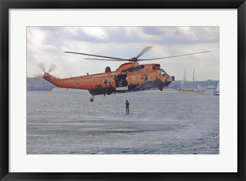 Framed WS-61 Sea King helicopter of the German Navy, Kiel, Germany Print