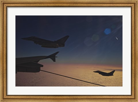 Framed German Air Force Eurofighter Typhoon Aircraft Refueling over France Print