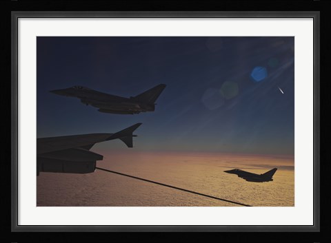 Framed German Air Force Eurofighter Typhoon Aircraft Refueling over France Print