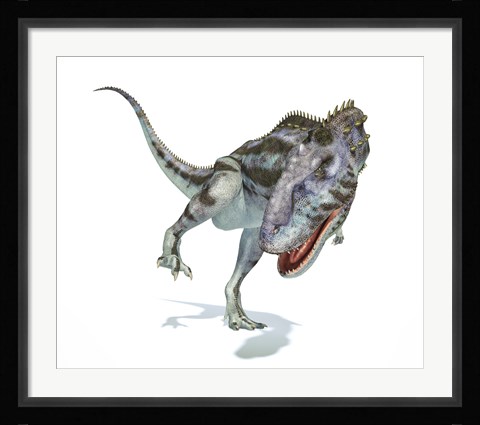 Framed Majungasaurus Dinosaur on White Background Print