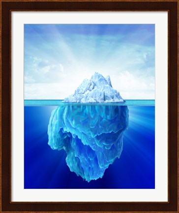 Framed Solitary Iceberg in the Sea Print