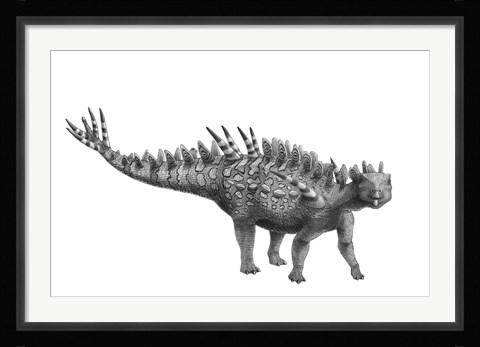 Framed Pencil Drawing of Huayangosaurus Taibaii Print