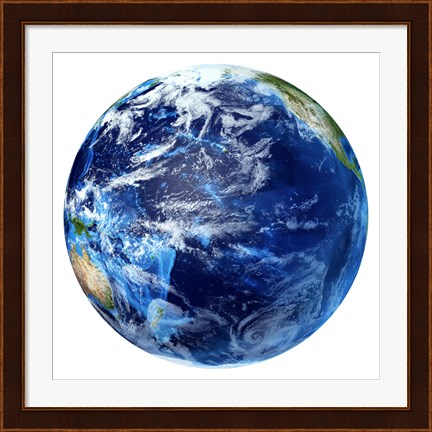 Framed 3D rendering of Planet Earth, Centered on the Pacific Ocean Print
