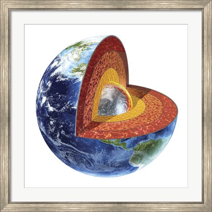 Framed Cross Section of Planet Earth Showing the Inner Core Print