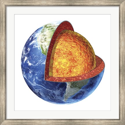 Framed Cross section of Planet Earth Showing the Lower Mantle Print