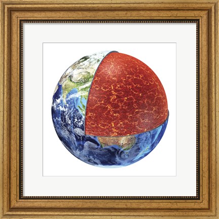 Framed Cross Section of Planet Earth Showing the Upper Mantle Print