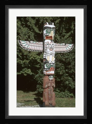 Framed Totem Pole at Stanley Park, Vancouver Island, British Columbia, Canada Print