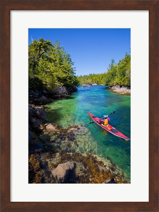 Framed British Columbia, Vancouver Island, Sea kayakers Print
