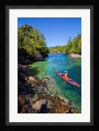 Framed British Columbia, Vancouver Island, Sea kayakers Print
